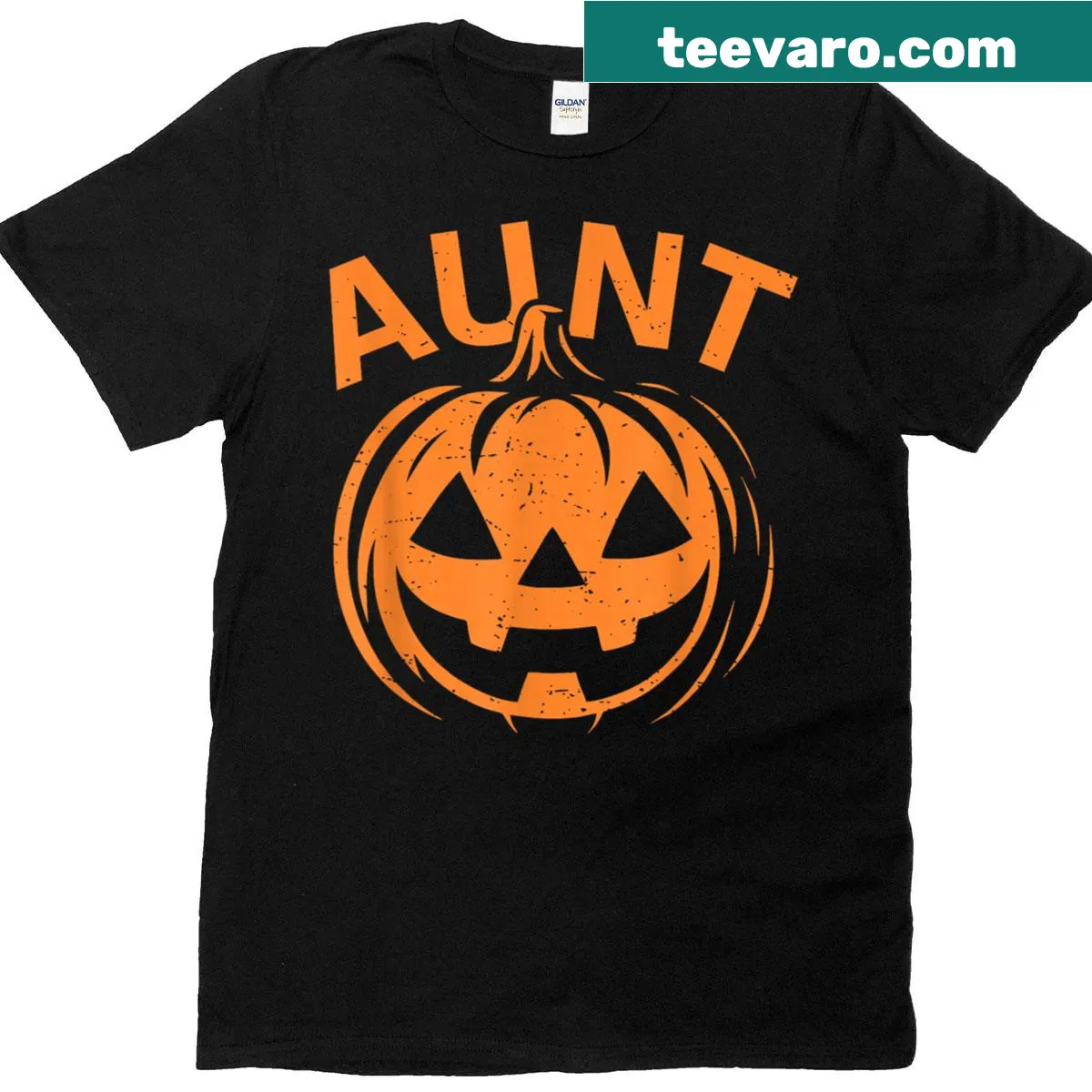 Vintage distressed Halloween t-shirt featuring a pumpkin face — on a men's t-shirt