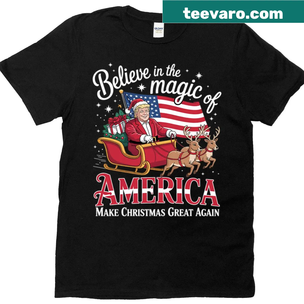 Patriotic Christmas T-shirt with inspirational message — on a men's t-shirt