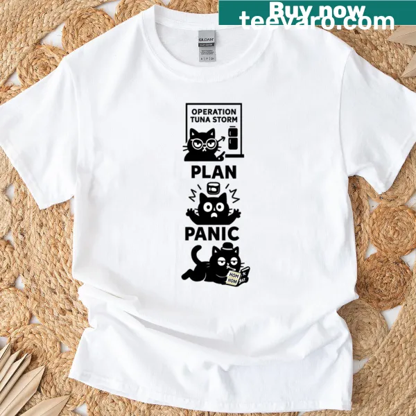 Whimsical black cat design with playful text on a vintage tee