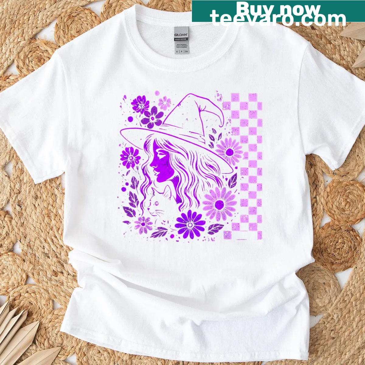 Cute black cat illustration on a t-shirt — on a men's t-shirt