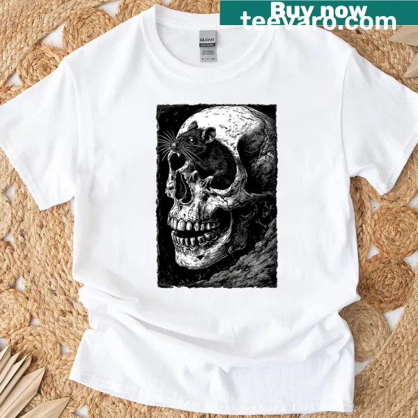 Eerie illustration of a bone host on a T-shirt