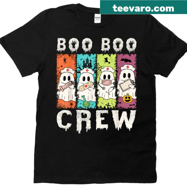 Nurse Halloween t-shirt with ghosts and 'Boo Boo Crew' text