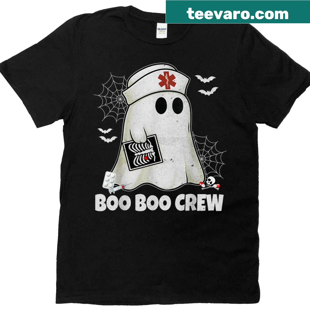 Cute nurse Halloween T-shirt with playful costume graphic — on a men's t-shirt