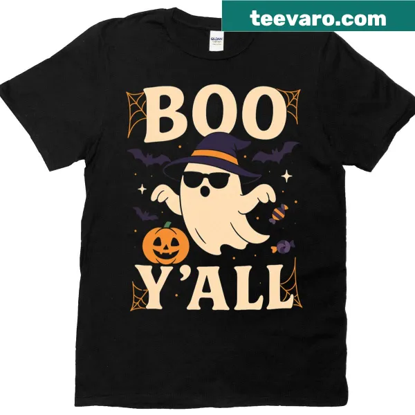 Cute friendly ghost Halloween shirt with 'Boo Yall' text