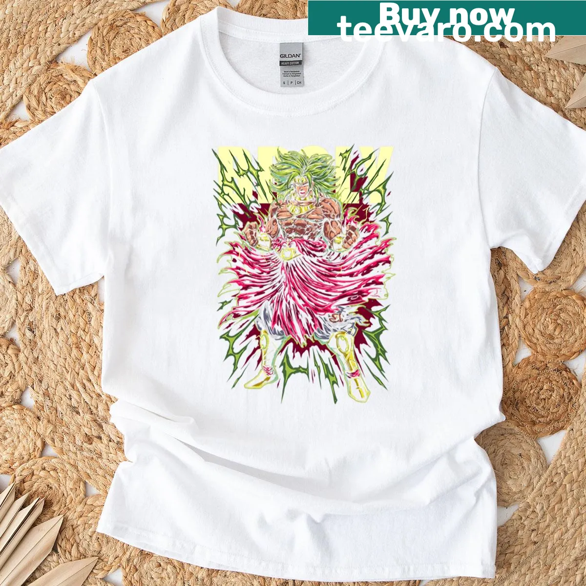 Illustration of Broly, the Legendary Super Saiyan, on a t-shirt — on a men's t-shirt