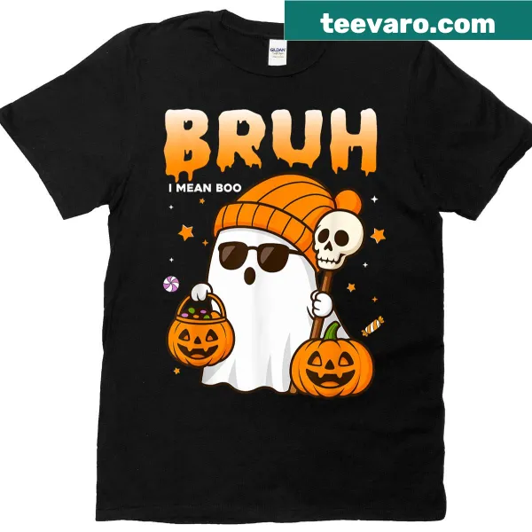 Kids Halloween t-shirt featuring a ghost and playful text