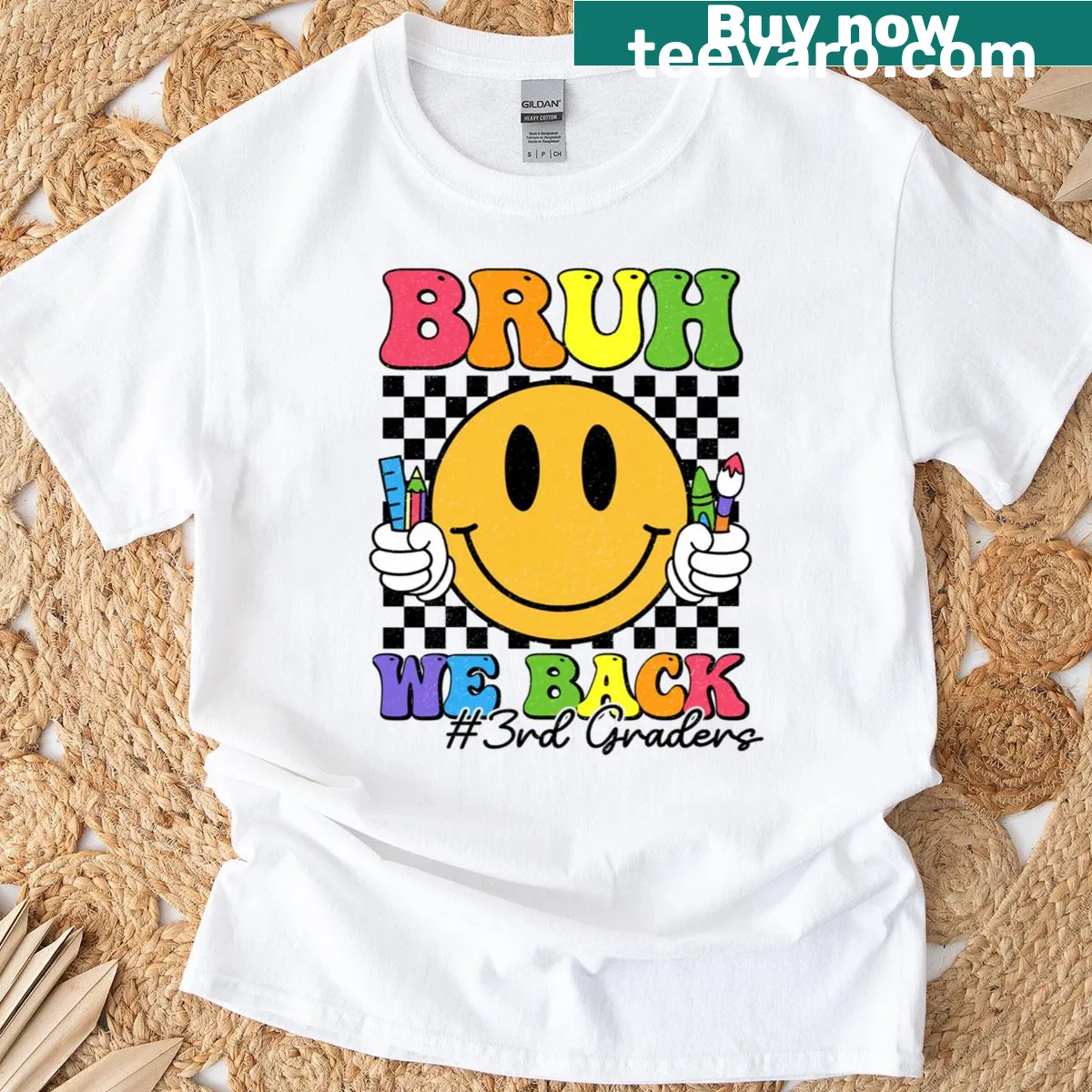 Funny T-shirt saying 'Bruh We Back' for 3rd graders — on a men's t-shirt