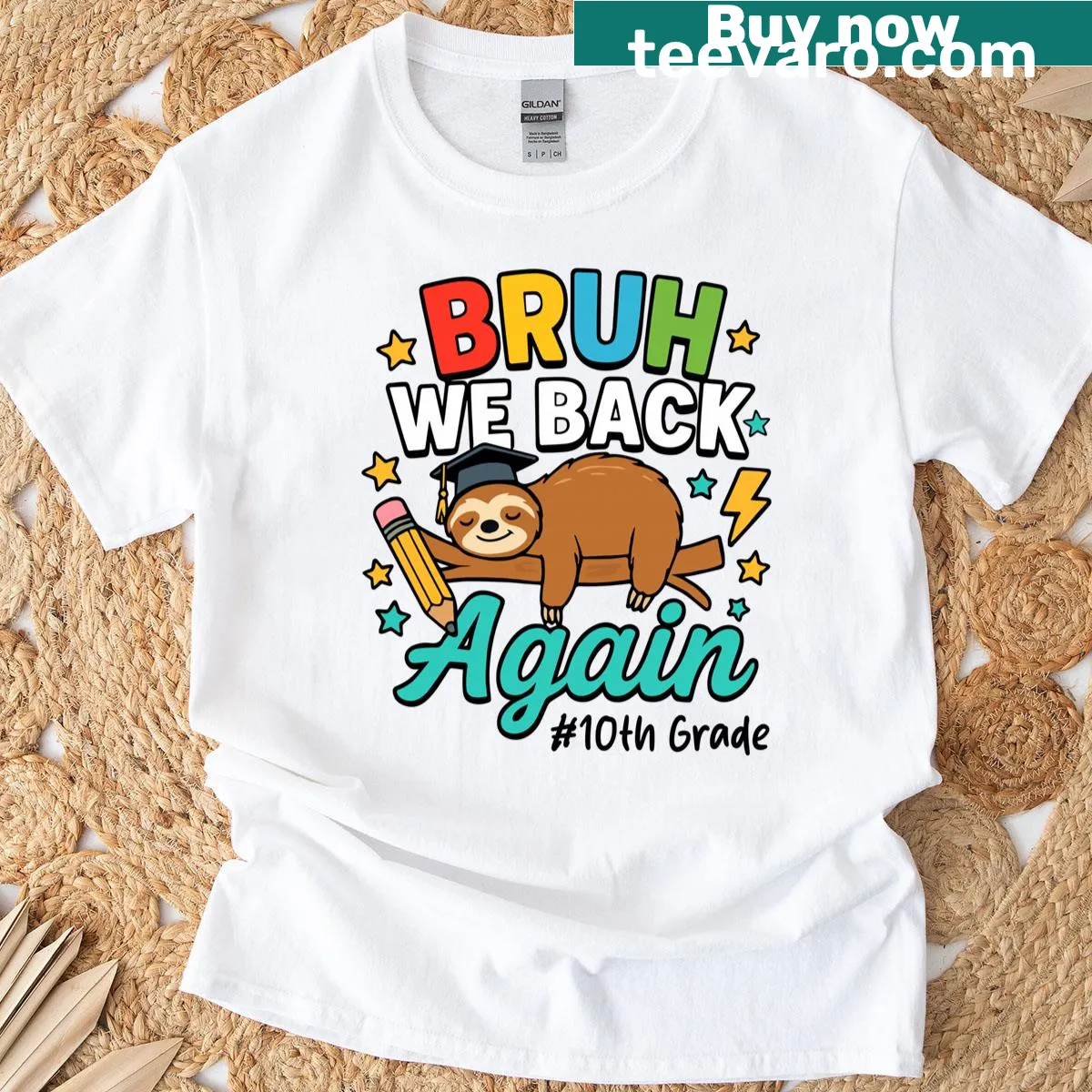 Funny sloth back to school T-shirt — on a men's t-shirt