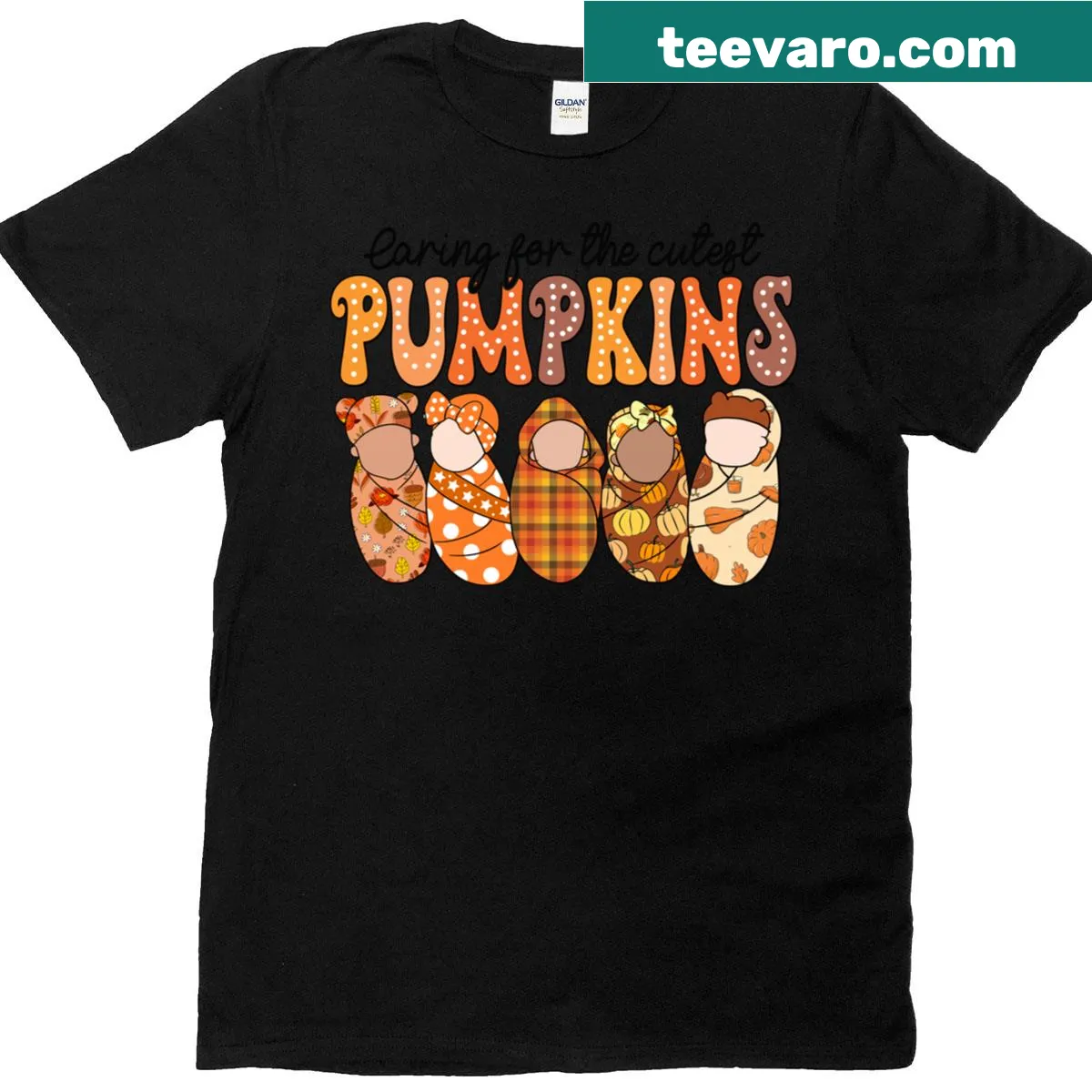 Thanksgiving t-shirt for NICU nurses with a pumpkin theme — on a men's t-shirt
