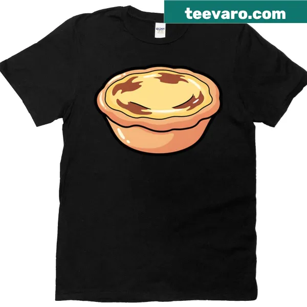 Cartoonish custard tart graphic T-shirt with a cute illustration