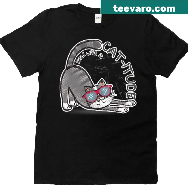 Funny Cat-itude t-shirt with bold text