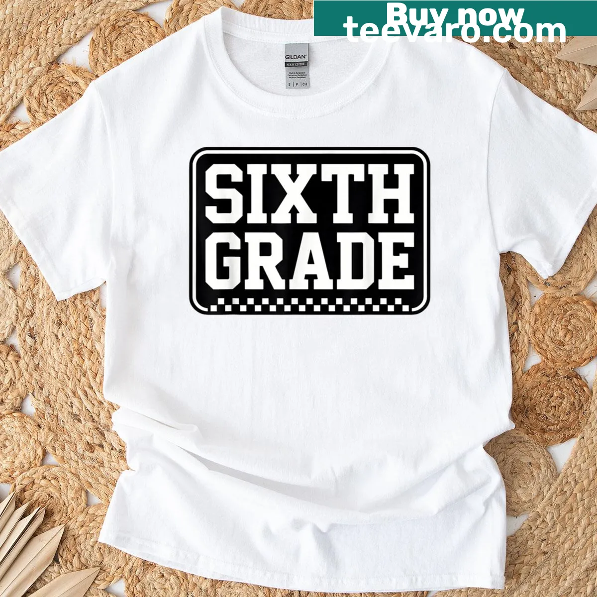 Checkered design with fun typography for kids' back-to-school shirt — on a men's t-shirt