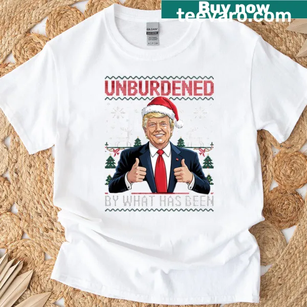 Edgy T-shirt with Christmas slogan about being unburdened