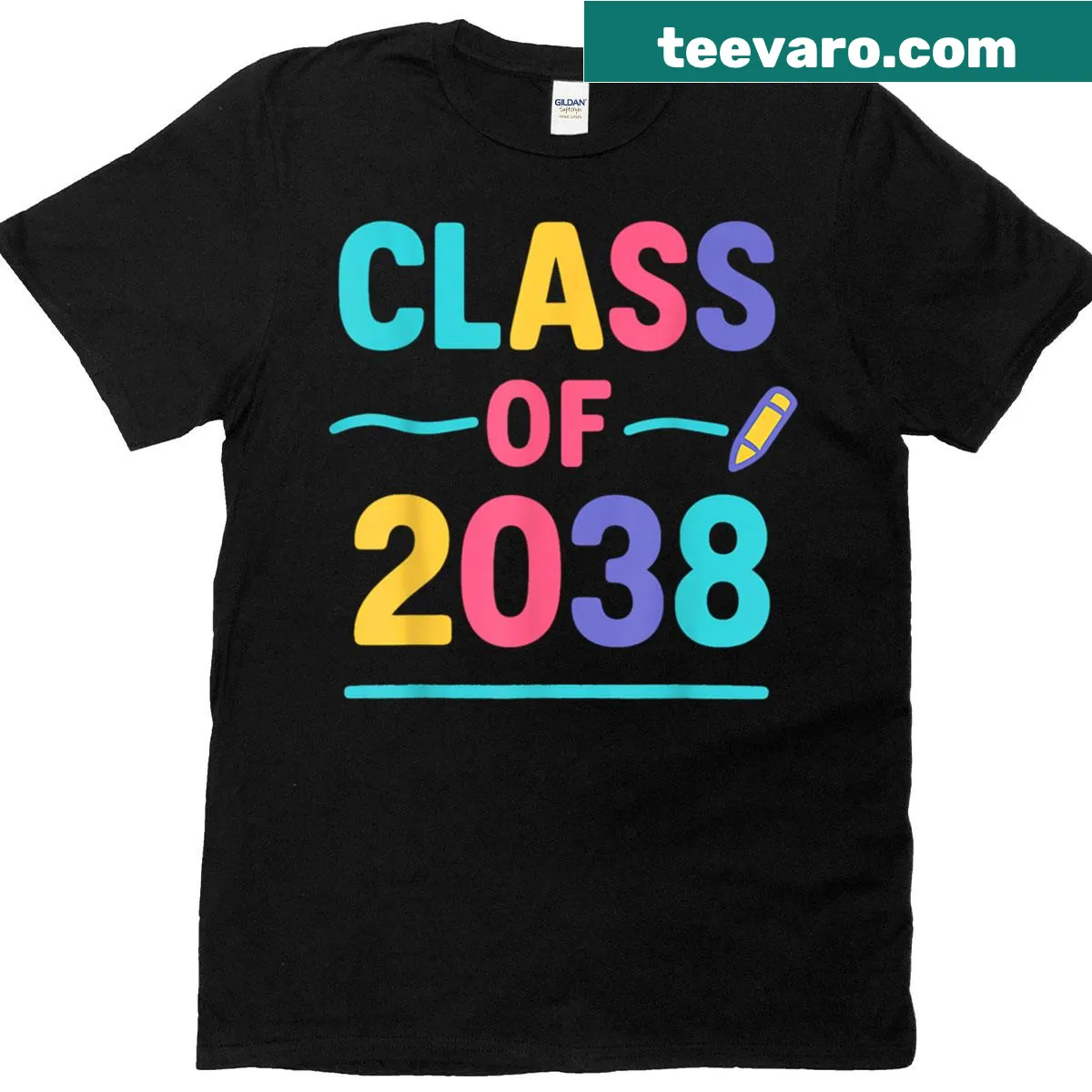 Cute graduation t-shirt for Class of 2038 students — on a men's t-shirt