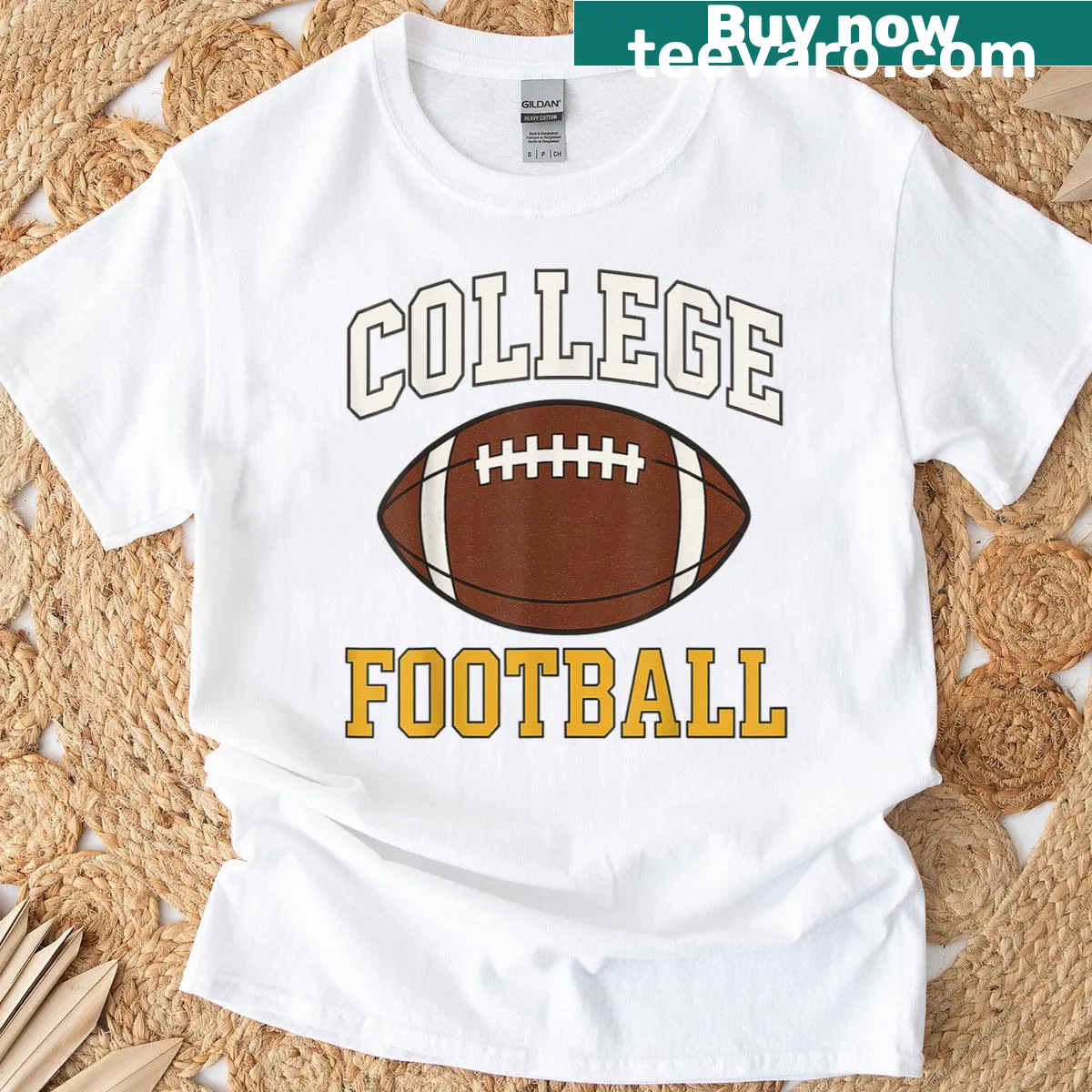 Illustration of college football graphic on a T-shirt — on a men's t-shirt