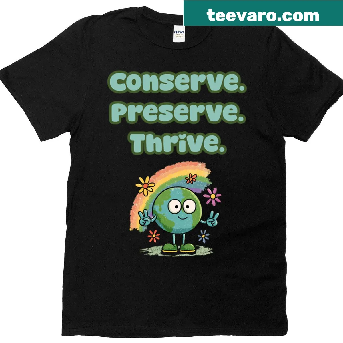 Environmental mantra graphic promoting conservation on a T-shirt — on a men's t-shirt