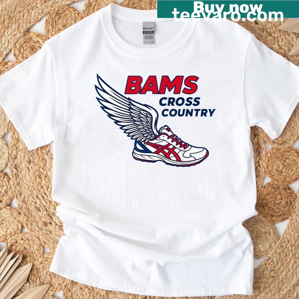 Bold typography Cross Country t-shirt celebrating runners — on a men's t-shirt