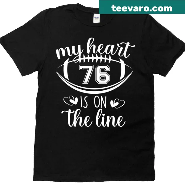 Custom football t-shirt with player number 70 and heart-themed text