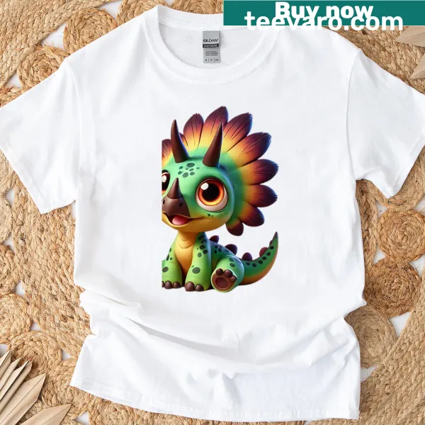 Cute ceratopsian dinosaur T-shirt with playful design
