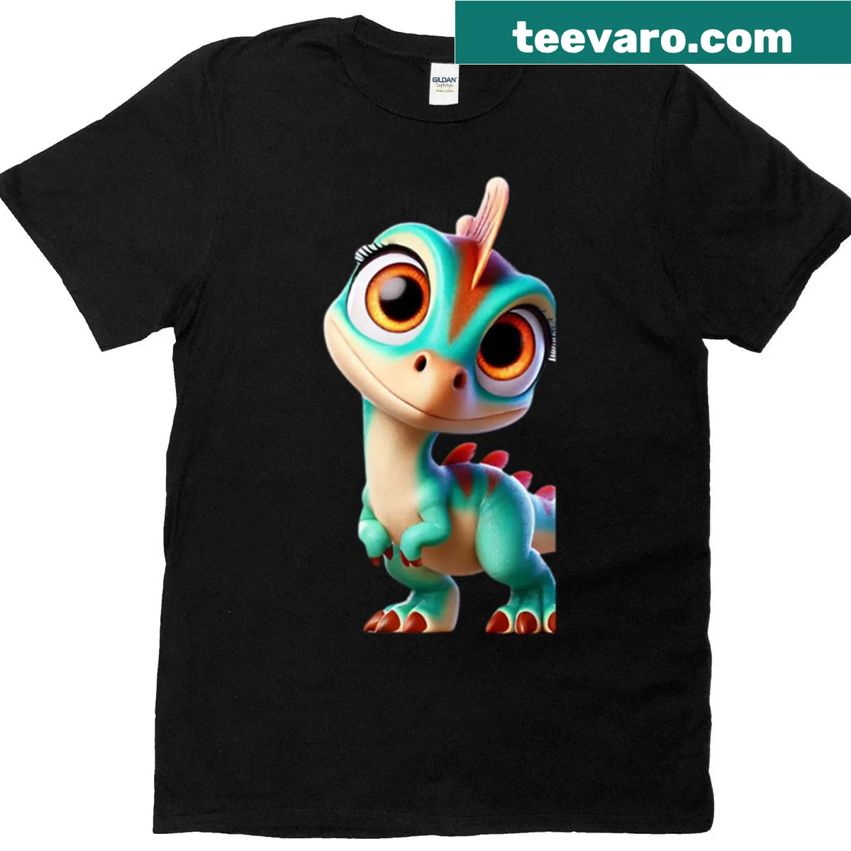 Cute Cryolophosaurus dinosaur t-shirt featuring playful illustration — on a men's t-shirt