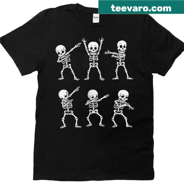 Cartoon shirt featuring dancing skeletons for Halloween