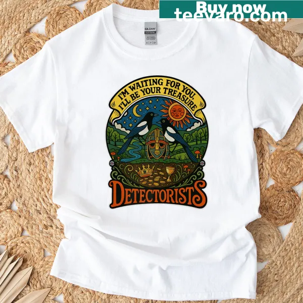 Magpie and treasure-themed illustration on a premium T-shirt