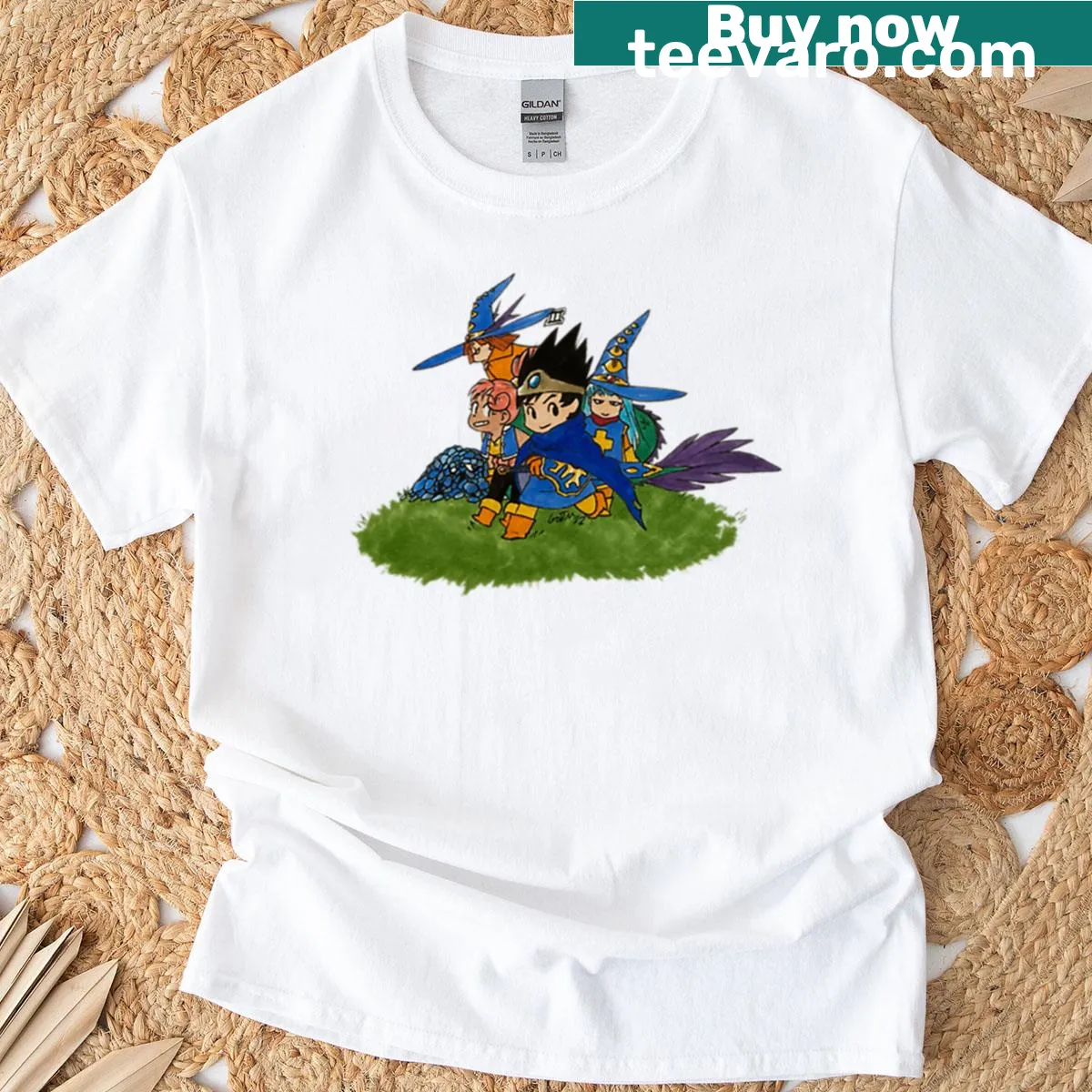 Graphic shirt featuring elements from Dragon Quest 3 for gaming fans — on a men's t-shirt