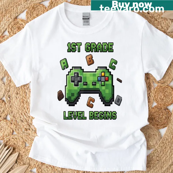 Graphic celebrating first day of 1st grade on a kids' T-shirt