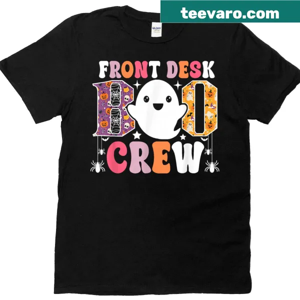 Cartoon ghost design with 'Boo Crew' text for Halloween