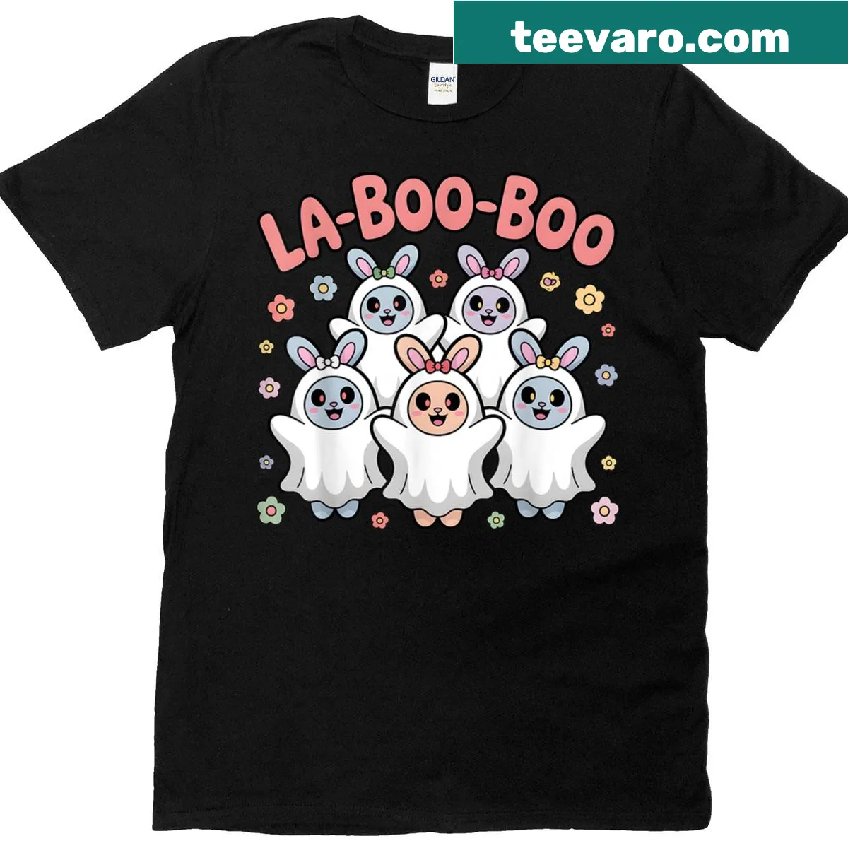 Adorable kawaii ghost bunnies graphic on a kids T-shirt — on a men's t-shirt