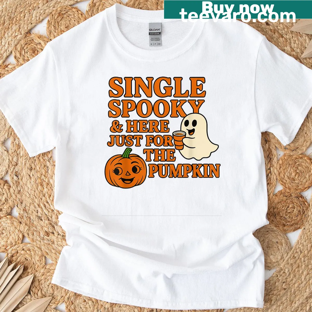 Funny pumpkin-themed Halloween shirt for men — on a men's t-shirt