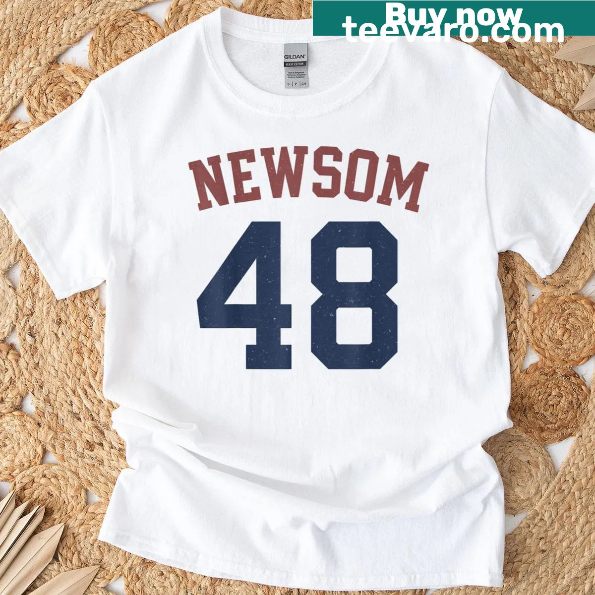 Simple Gavin Newsom 2028 presidential shirt featuring the number 48 — on a men's t-shirt