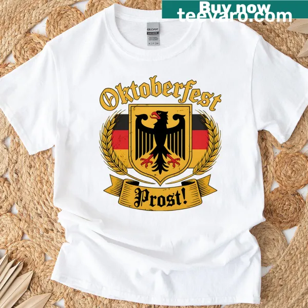 Vintage-style T-shirt with a German eagle and 'Prost' text