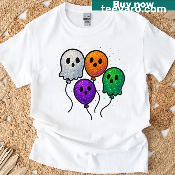 Cute illustration of ghost balloons for Halloween, perfect for festive celebrations.
