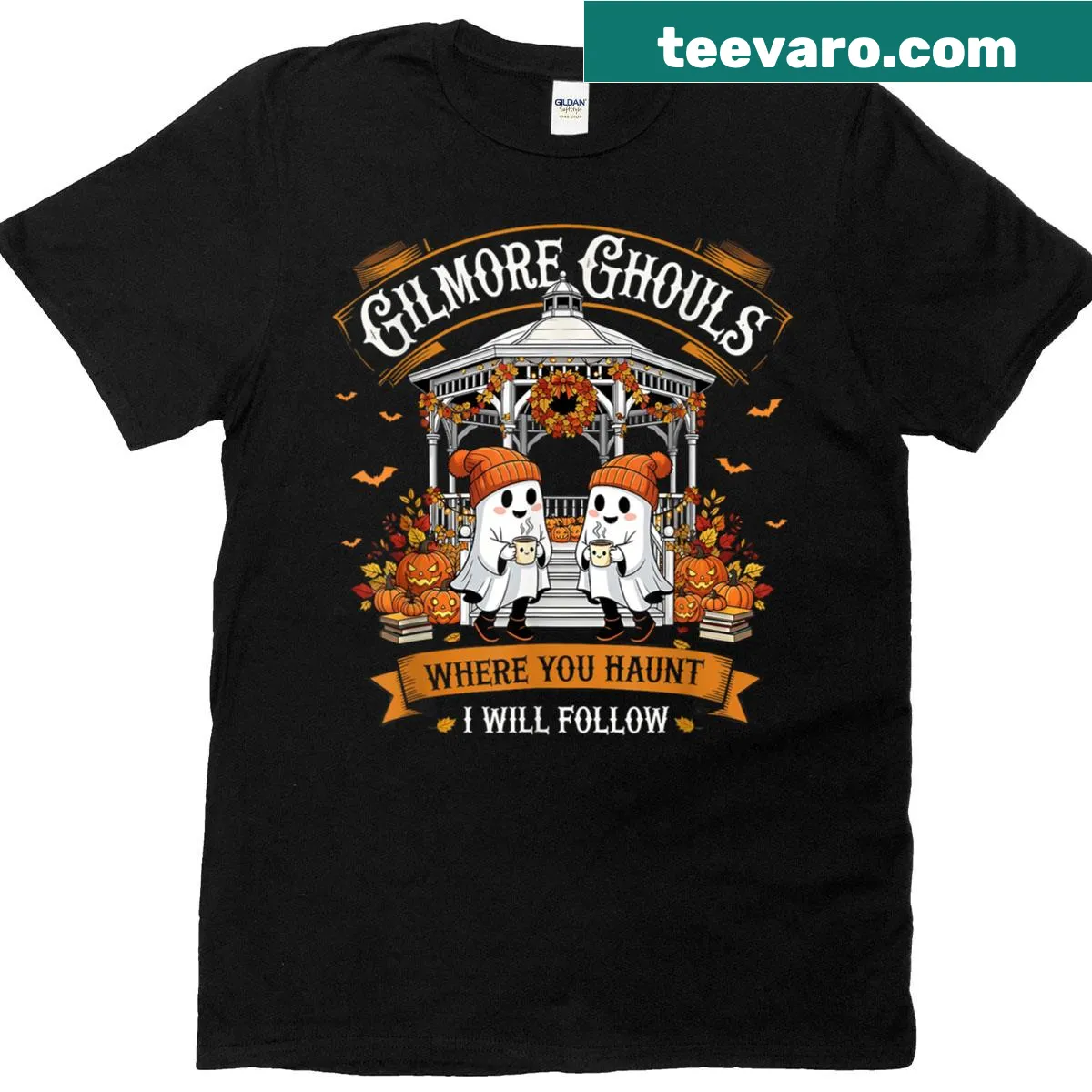 Playful ghost design for Halloween t-shirt — on a men's t-shirt