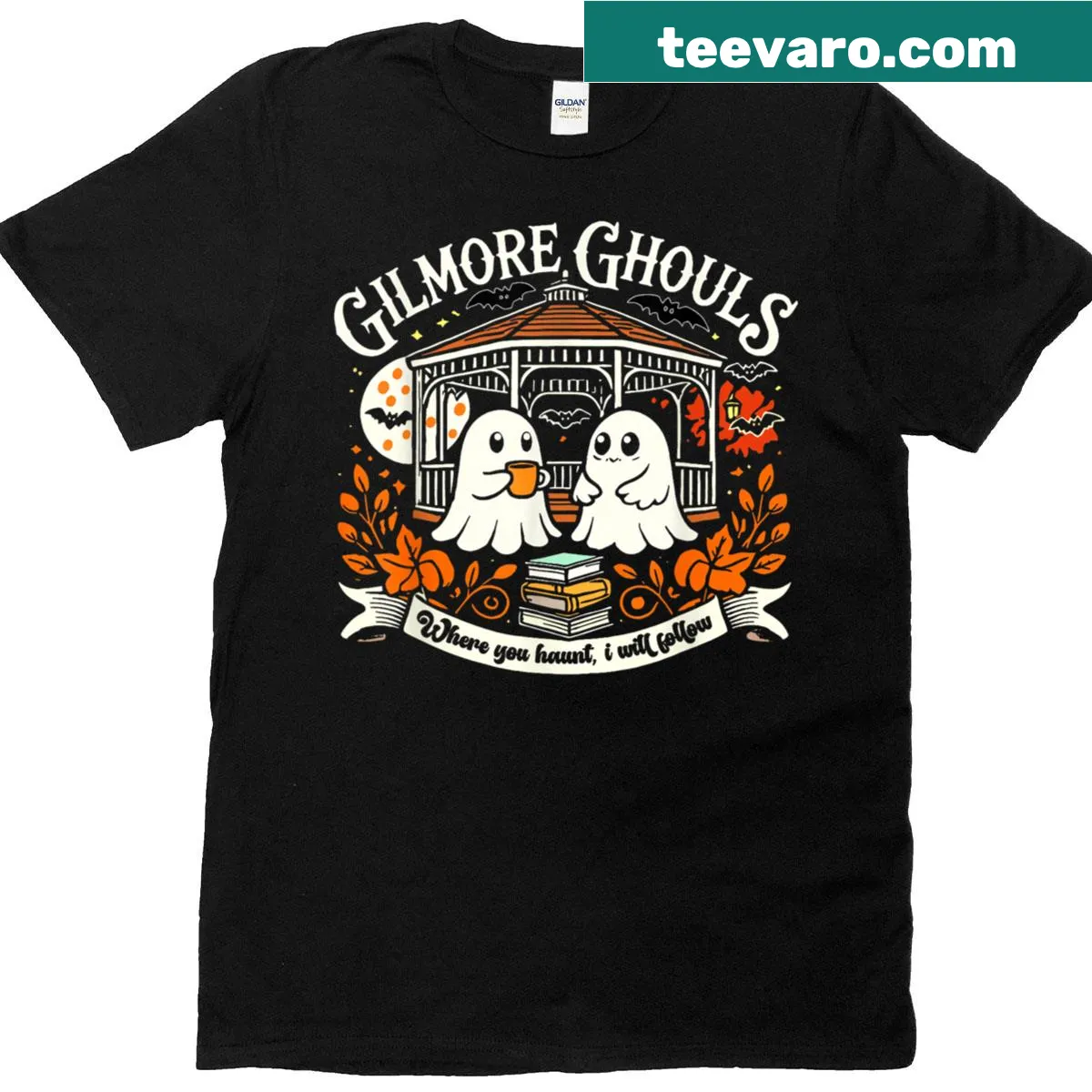 Nostalgic ghost parody Halloween T-shirt inspired by a TV show — on a men's t-shirt