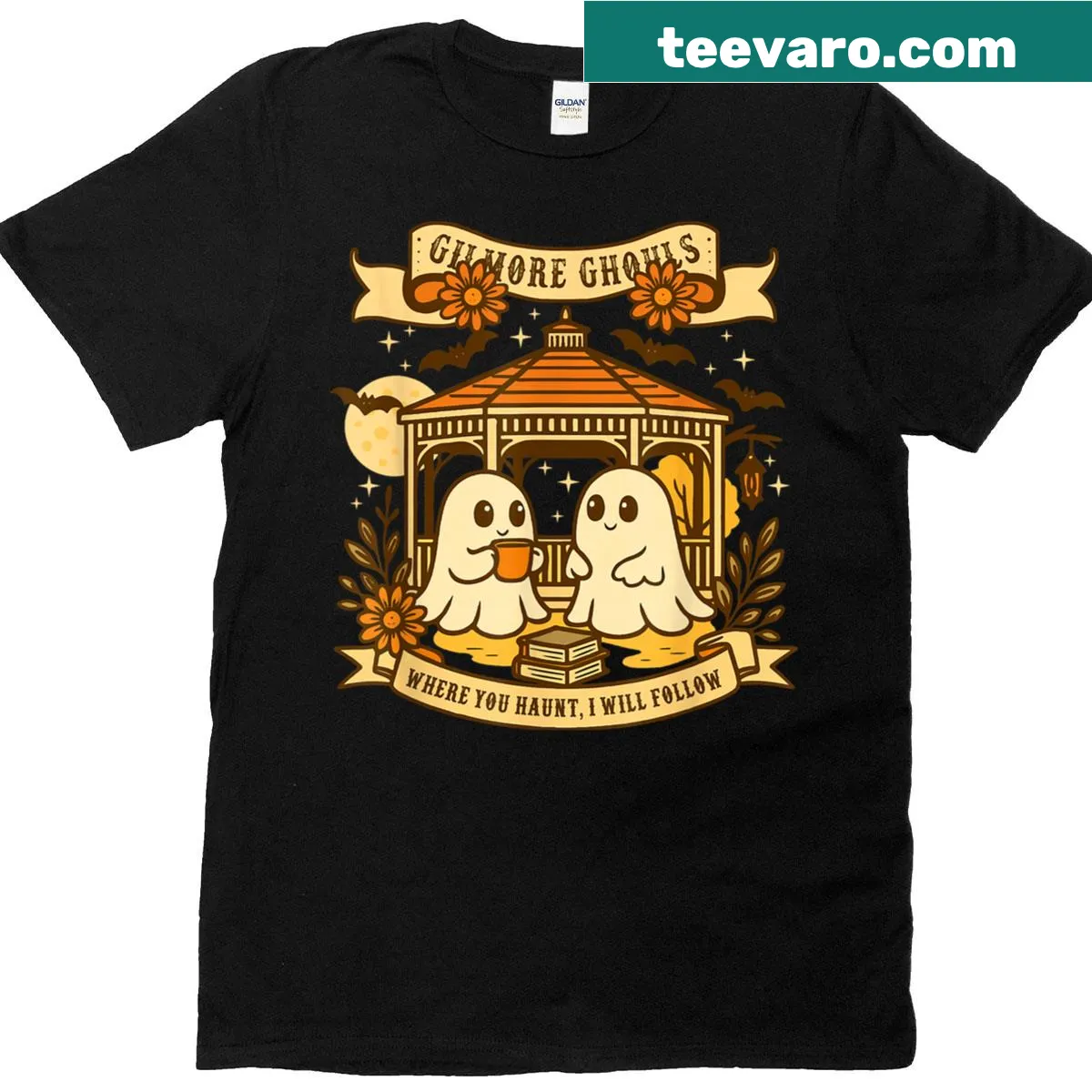 Cute ghost-themed T-shirt with whimsical graphic and text — on a men's t-shirt
