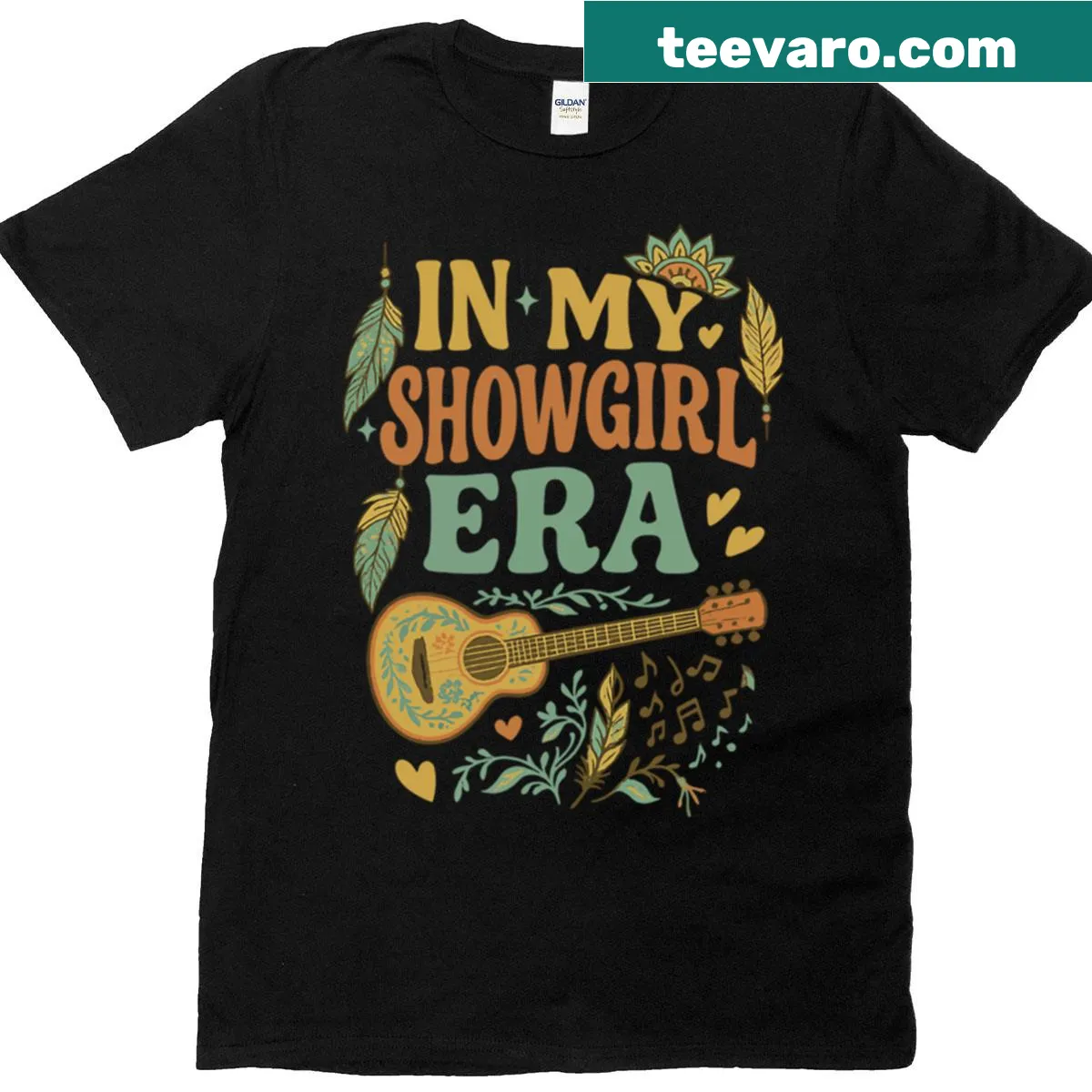Glitter Giggles Showgirl Songs T-shirt with playful design — on a men's t-shirt