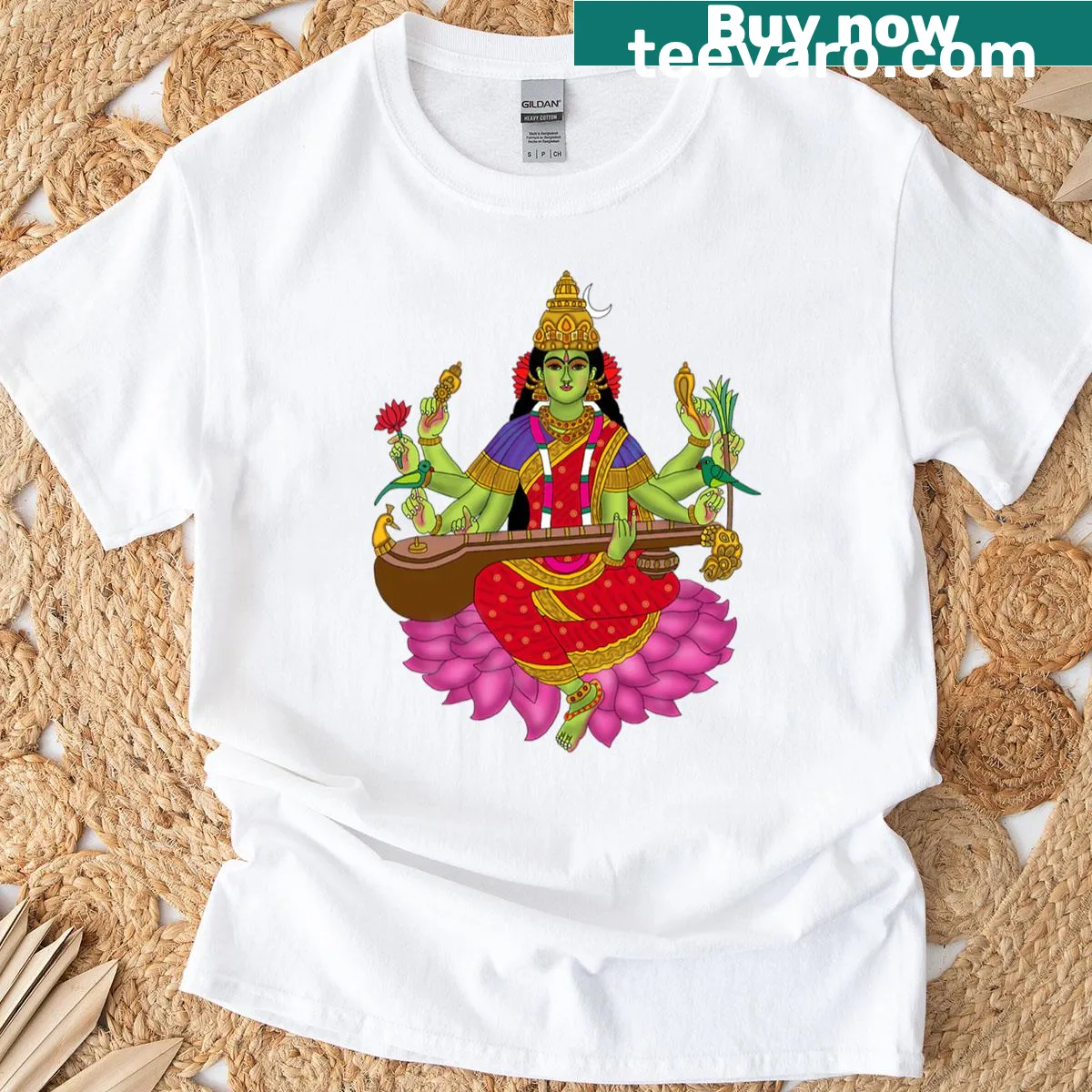 Illustration of Goddess Matangi on a spiritual t-shirt — on a men's t-shirt