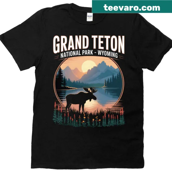 Illustration of Grand Teton National Park on a t-shirt