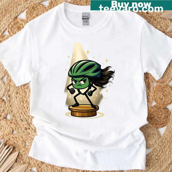 Illustration of a diva in a green helmet on a T-shirt