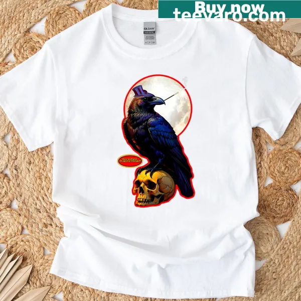 Illustration of a crow on a t-shirt.
