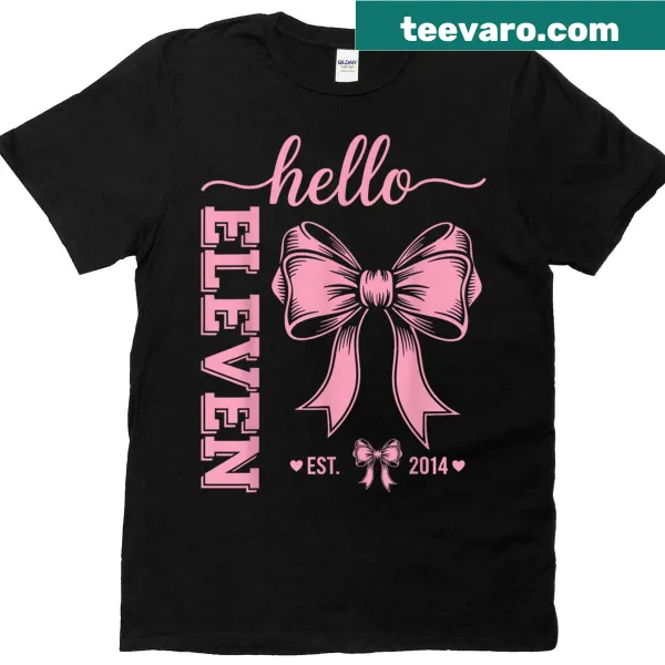 Birthday T-shirt for an 11-year-old girl with coquette bow design