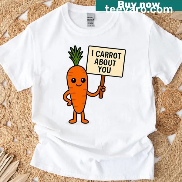 Cheerful cartoon carrot graphic T-shirt