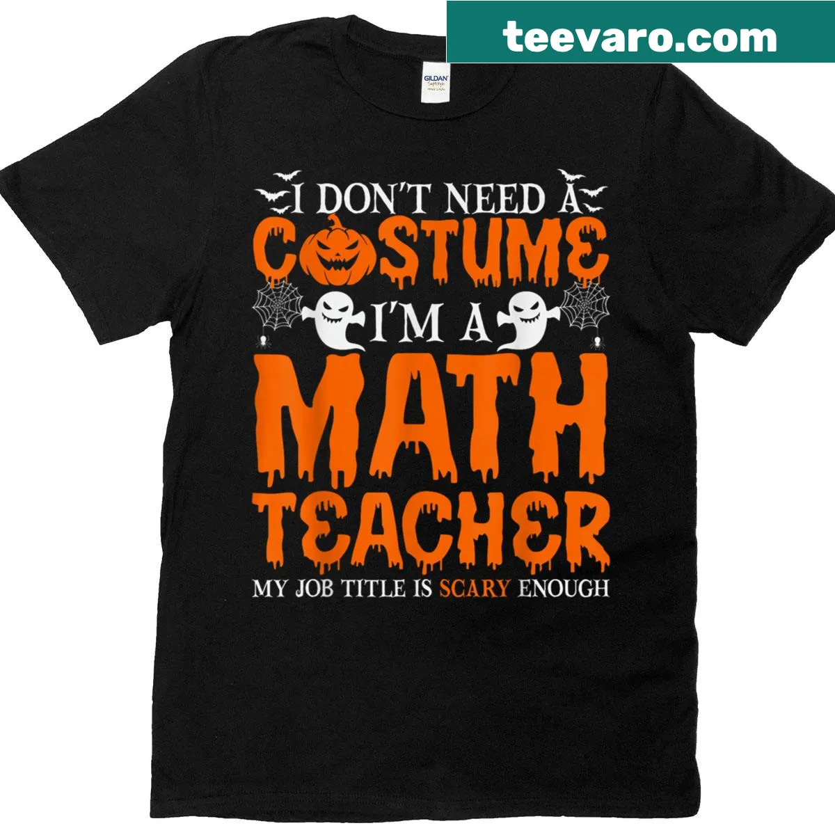 Retro Halloween shirt for math teachers with humorous text — on a men's t-shirt