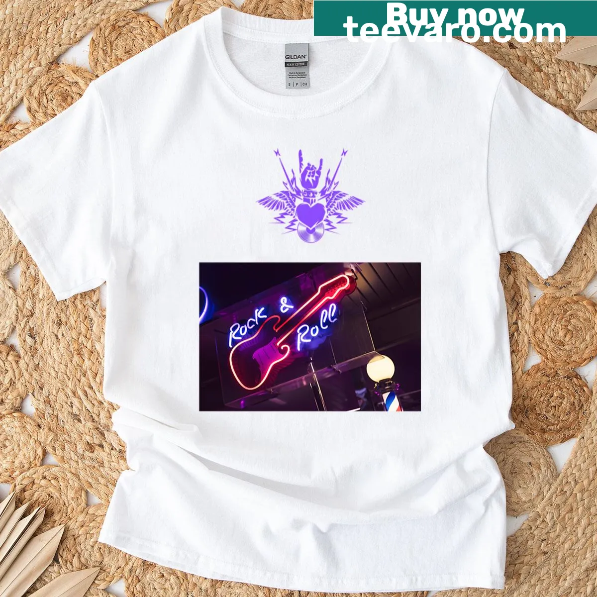 Rock and roll themed t-shirt featuring the phrase I Love Rock End Roll — on a men's t-shirt