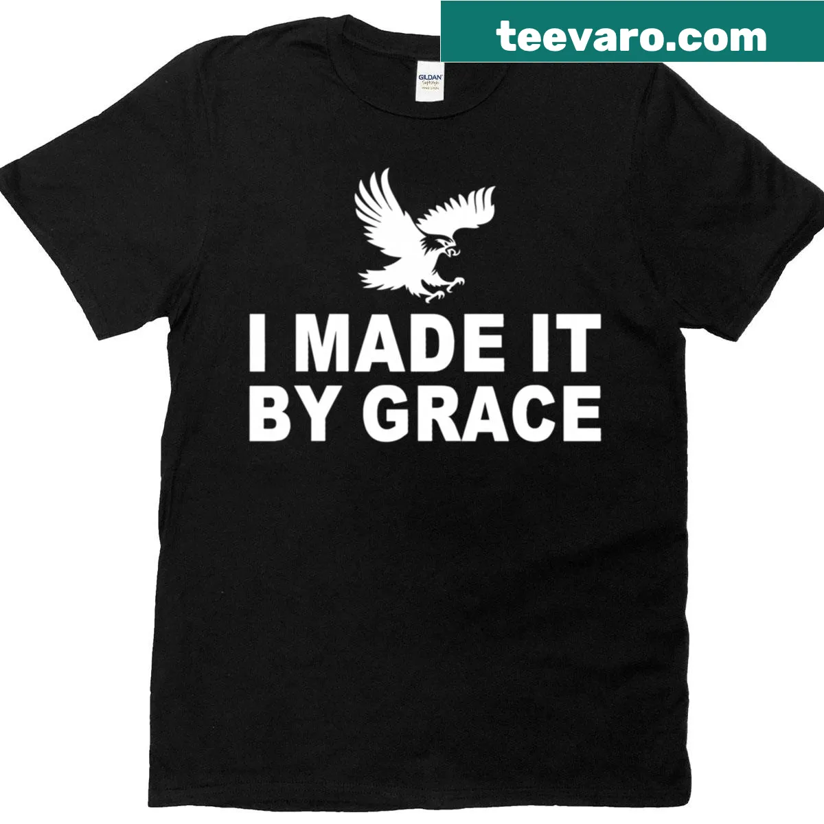 T-shirt displaying the phrase I Made It By Grace in bold text — on a men's t-shirt