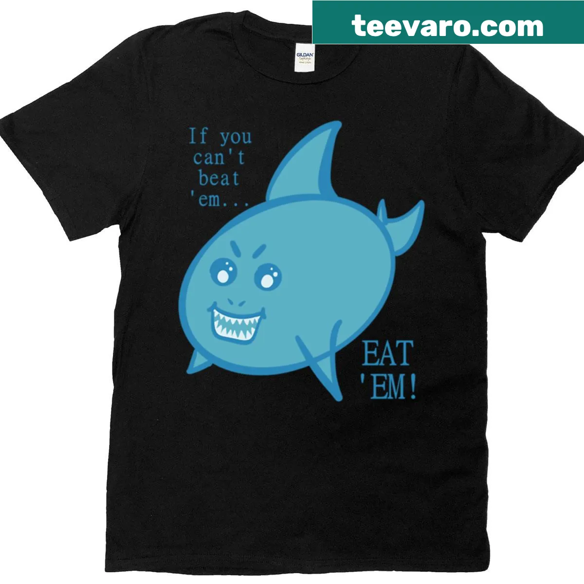 Bold text stating 'If You Can't Beat Em Eat Em' in a playful design — on a men's t-shirt