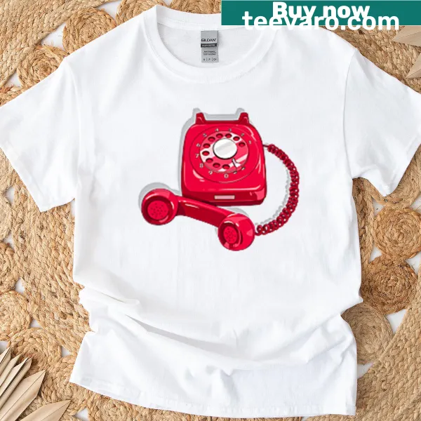 Retro phone graphic t-shirt with nostalgic text