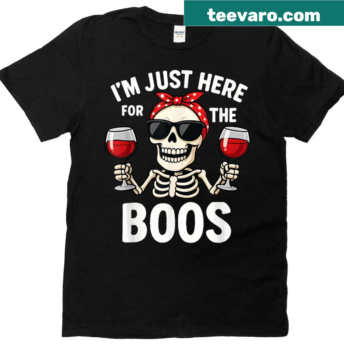 Funny Halloween t-shirt featuring a skeleton and playful text — on a men's t-shirt